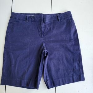 Talbots Perfect Shorts Womens Petite Navy Cotton Stretch Casual 9" Inseam 12